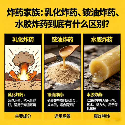 麦盖提炸药家族：乳化炸药、铵油炸药、水胶炸药到底有什么区别？